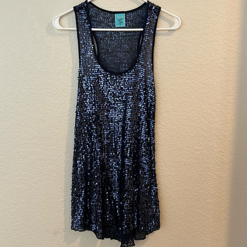 Blue sequin tank - Picture 1 of 3